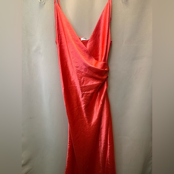 Double Zero Midi Dress Color Orange Coral Neon Size Lovely Large - Picture 2 of 7